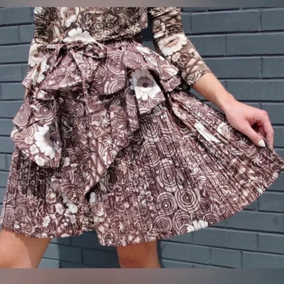 NWOT Ulla Johnson 100% Cotton Sigrid Tiered Mini Skirt in Brown Teak Size 6 - Picture 5 of 8